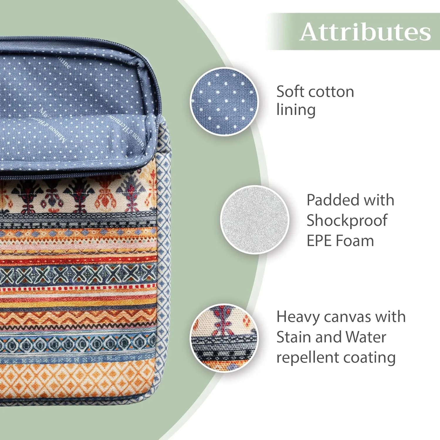 Maison d'Hermine Laptop bag with front pocket Stain and water repellent Cotton canvas