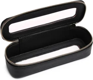 Makeup Brush Bag Slim Clear Makeup Bag Transparent Travel Cosmetic Case & Toiletry Bag with Zipper Small Beatuy Makeup Bag Purse Organizer for Women (Black, SLIM)
