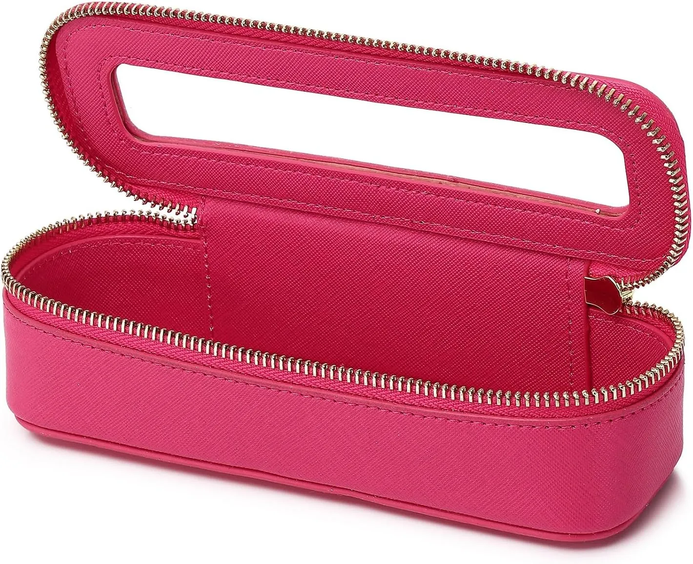 Makeup Brush Bag Slim Clear Makeup Bag Travel Cosmetic Case and Brush Holder Waterproof Toiletry Makeup Bag with Zipper Purse Organizer for Women (Fuxia, Slim)