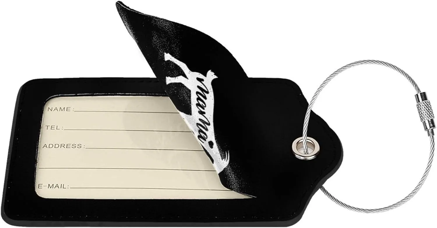 Mama Goat Leather Baggage Bag Luggage Tags with Stainless Steel Loop and Privacy Cover