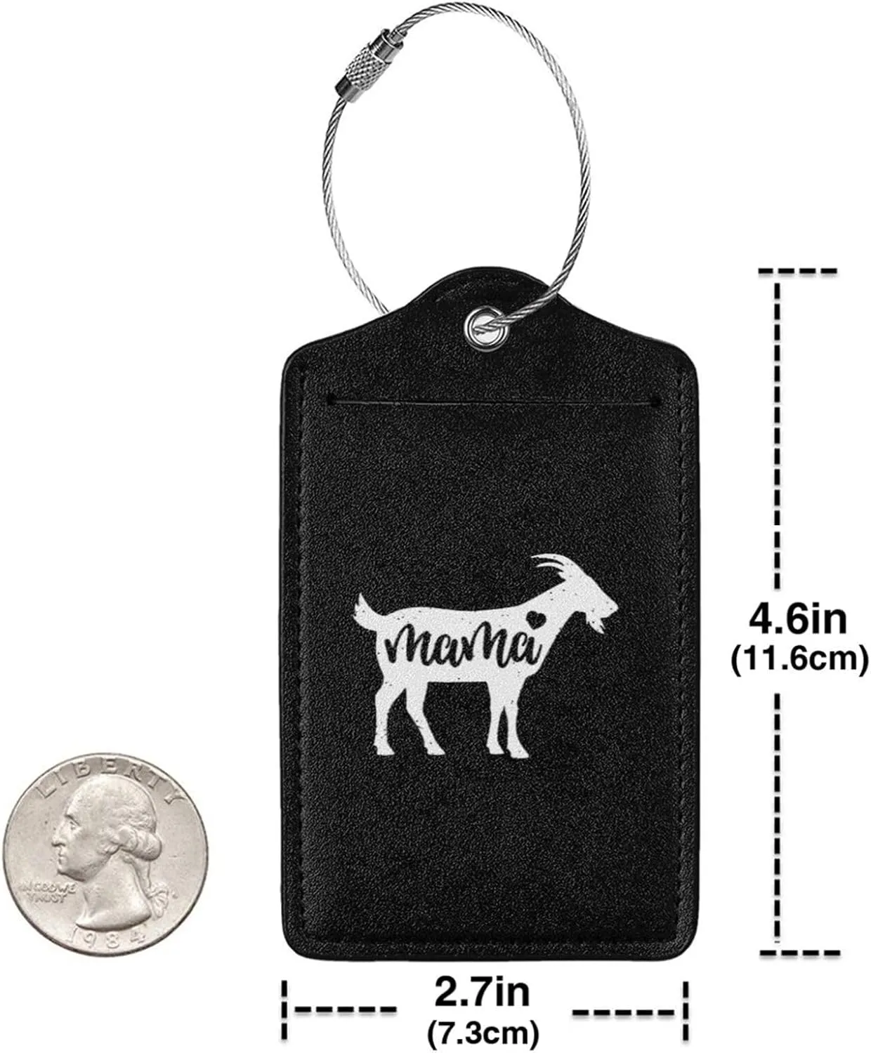 Mama Goat Leather Baggage Bag Luggage Tags with Stainless Steel Loop and Privacy Cover