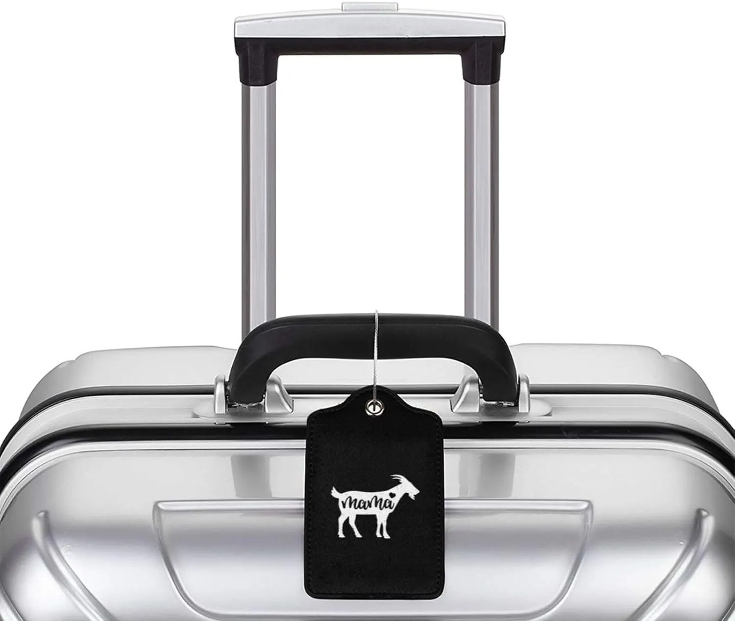 Mama Goat Leather Baggage Bag Luggage Tags with Stainless Steel Loop and Privacy Cover