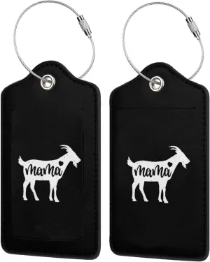 Mama Goat Leather Baggage Bag Luggage Tags with Stainless Steel Loop and Privacy Cover