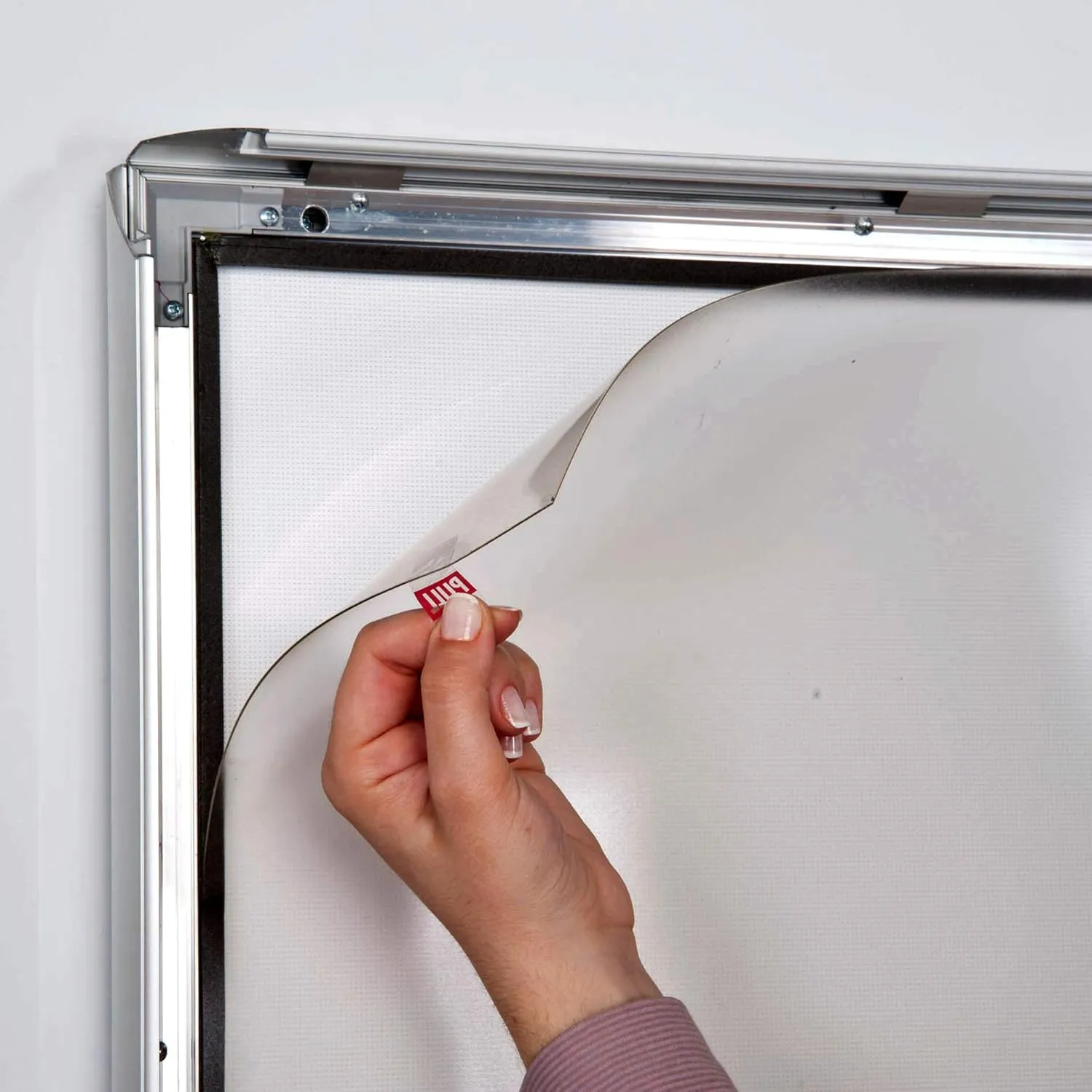 M&T Displays Lockable Weatherproof Smart Ledbox 1.38" Aluminum Profile Silver Snap Frame 30x40 inch Single Sided Document Brochure Sign Holder Front Loading Portrait Landscape