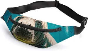 Manatee Animal Belt Bag with Adjustable Strap, Lightweight Travel Crossbody Bags, Hands-Free Mini Fanny Packs in Running Gym