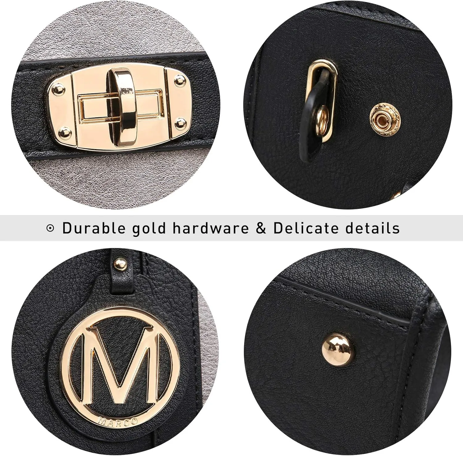 Marco M Kelly Women's Satchel Handbags Top Handle Stylish Purse Vegan Leather Shoulder Bags for Women Wallet Set