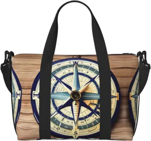 Maritime Sailboat Compass print Travel Duffle Bag,Weekender Bags,Gym Duffel Bag,Luggage Duffle Overnight for Women Men