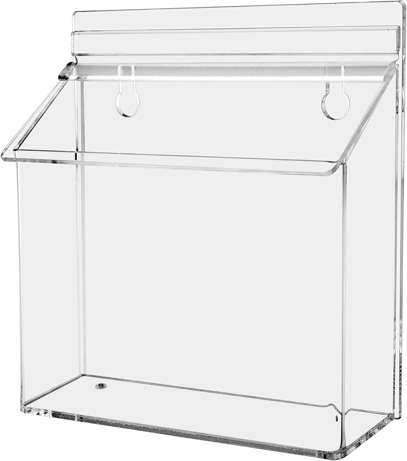 Marketing Holders Outdoor Brochure Holder with Lid Take One Sticker and Adhesive Strips Holds 7.5" x 5.5" Printed Materials Postcards Display Box Wall Mount Clear Acrylic Organizer