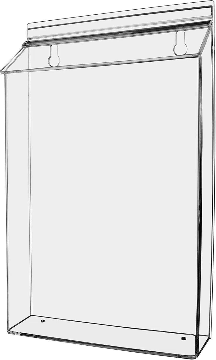 Marketing Holders Outdoor Flyer Holder Holds 8.5" x 11" Advertisements Clear Acrylic Wall Mount Catalog Box with Lid Includes Take One Sticker and Adhesive Strips