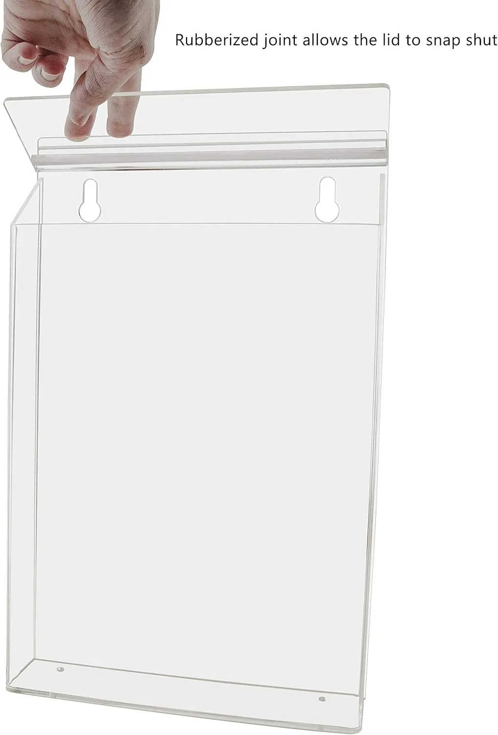 Marketing Holders Outdoor Flyer Holder Holds 8.5" x 11" Advertisements Clear Acrylic Wall Mount Catalog Box with Lid Includes Take One Sticker and Adhesive Strips