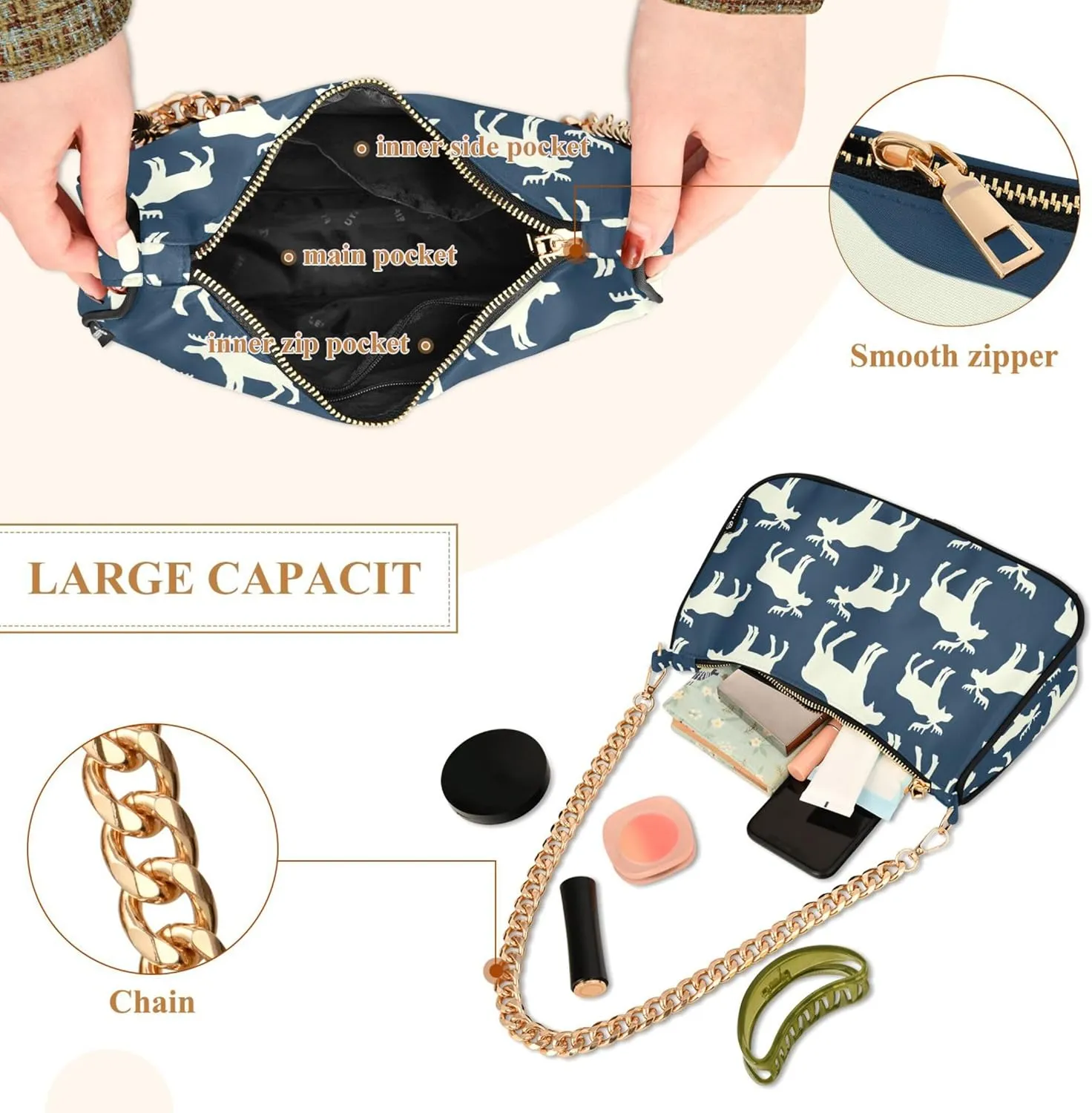 Meat Sushi Salmon Food Women's Purse Hobo Handbag Women Shoulder Handbag Chain Shoulder Bags Formal