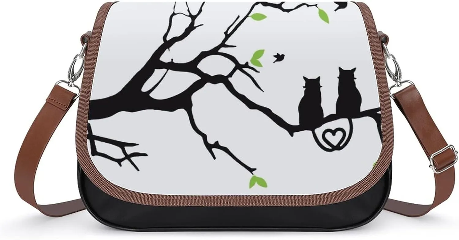 Medium Crossbody Bags for Women Printed Shoulder Messenger Bags Designer Satchels Tree And Cat