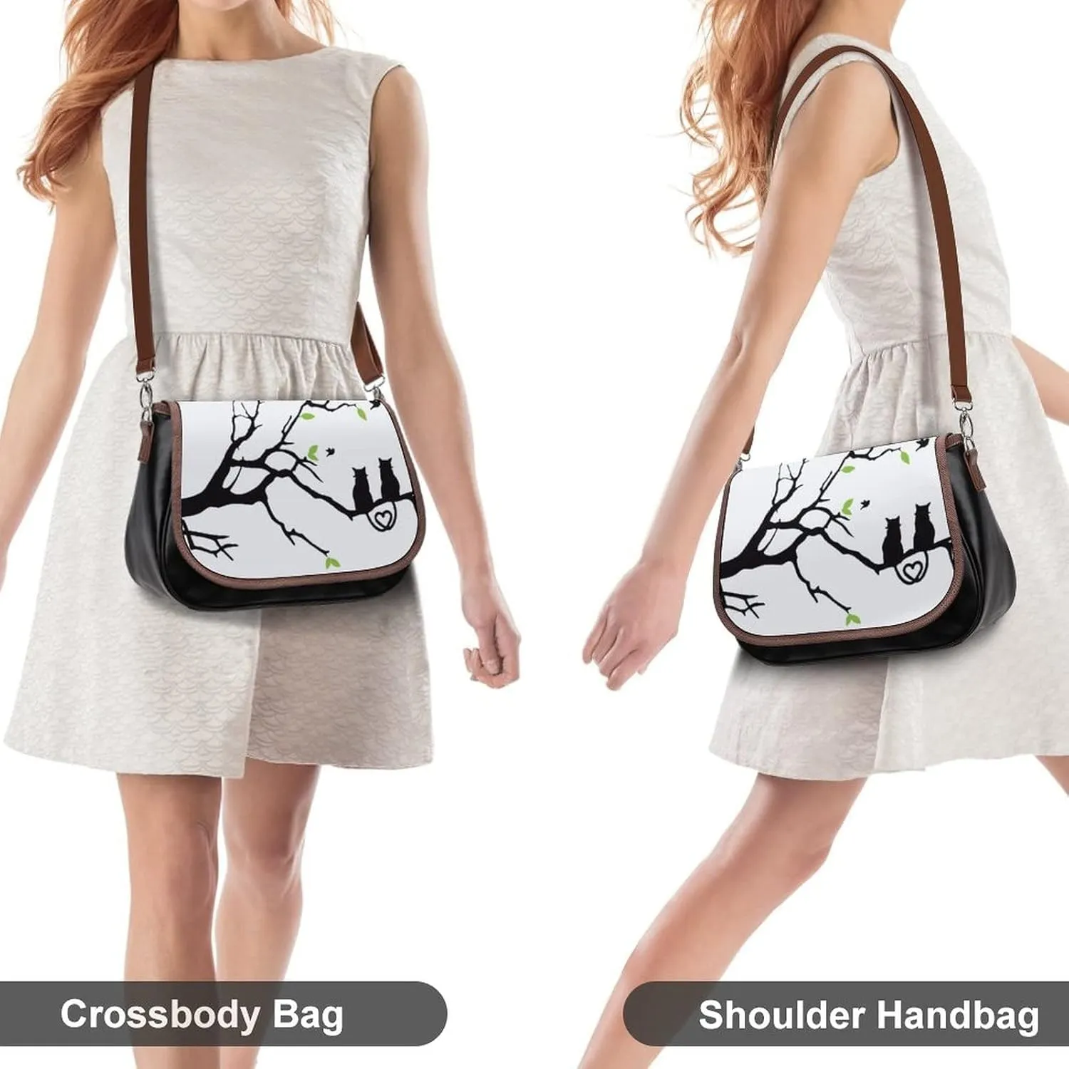 Medium Crossbody Bags for Women Printed Shoulder Messenger Bags Designer Satchels Tree And Cat