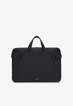 Medium Gancini Buckle Leather Briefcase
