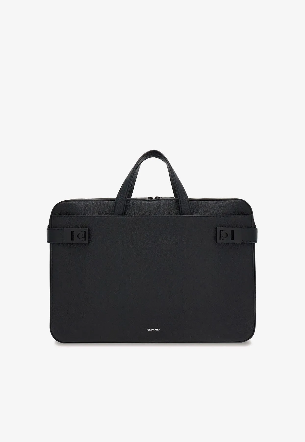 Medium Gancini Buckle Leather Briefcase
