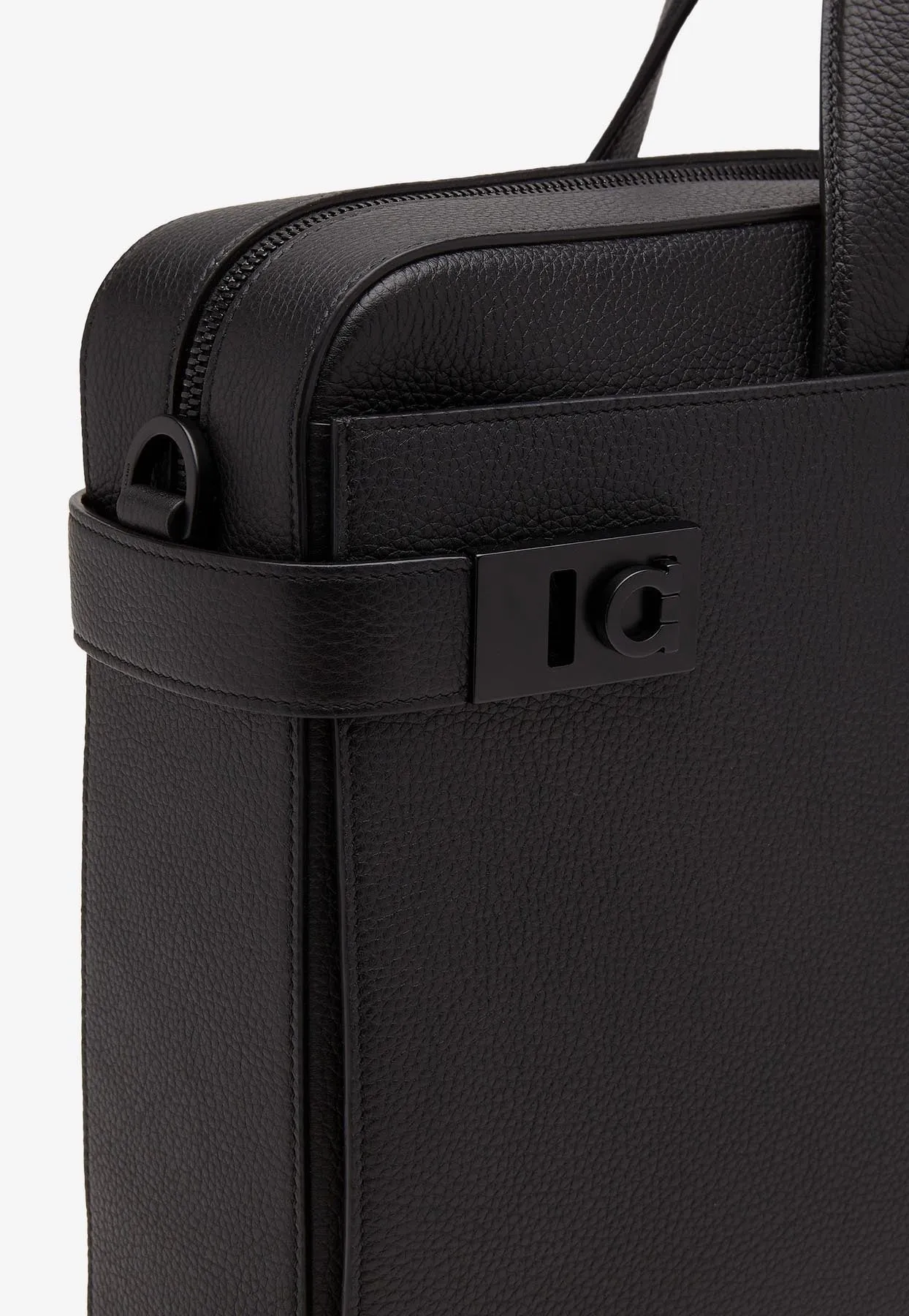 Medium Gancini Buckle Leather Briefcase