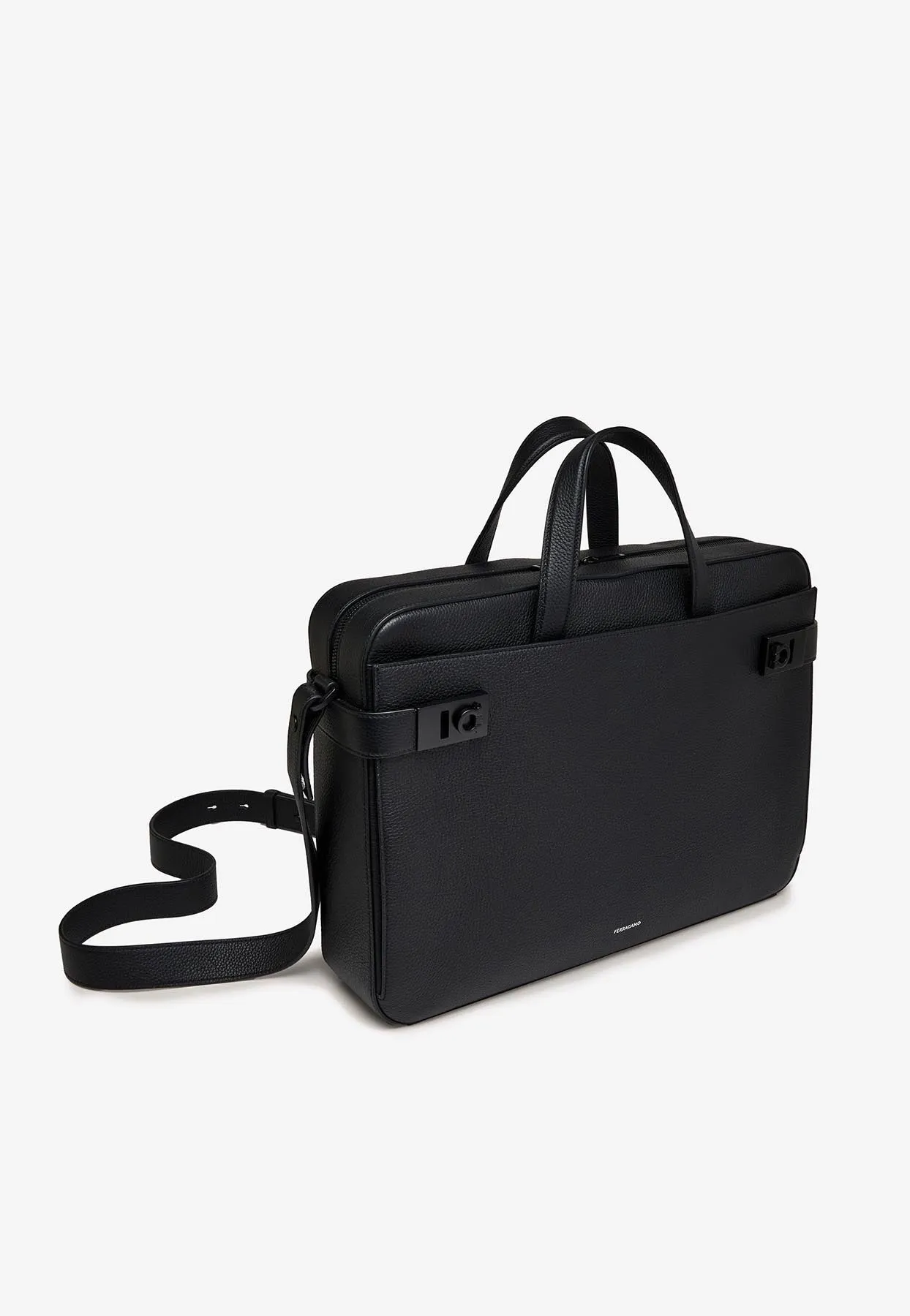 Medium Gancini Buckle Leather Briefcase