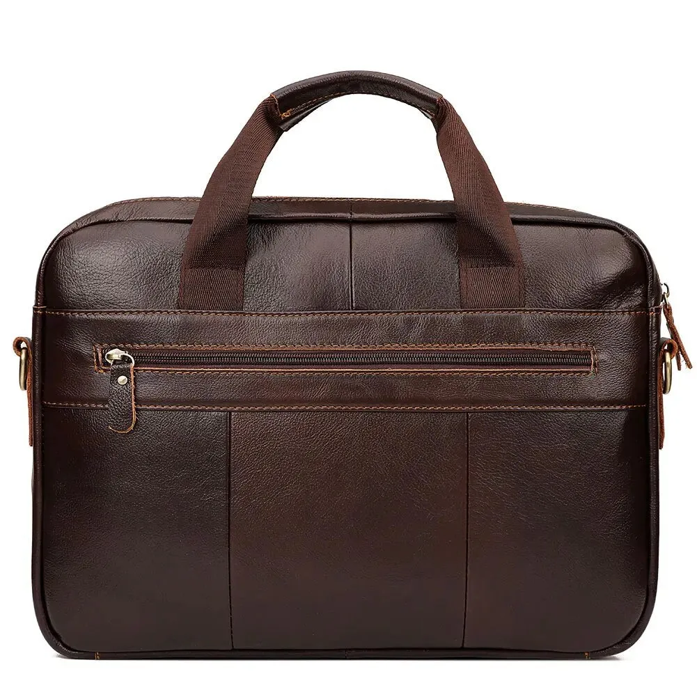 Men Briefcases Laptop Bags Black Cow Leather Handbag