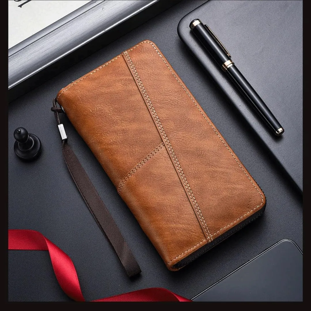 Men Leather Wallets Long Design Causal Purses Zipper Wallet Coin Card Holders Slim Money Bag High Capacity Credit Case purse