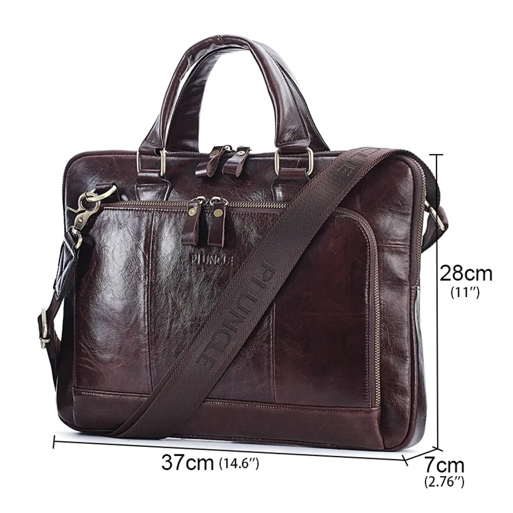 Men's Briefcase Cowhide 14 inches Laptop Handbags