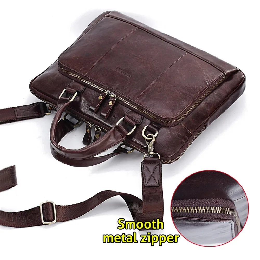 Men's Briefcase Cowhide 14 inches Laptop Handbags