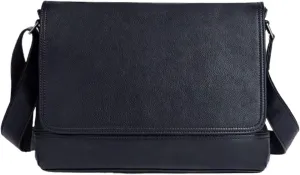 Mens Genuine Leather Shoulder Bags Messenger Bags Briefcases Laptop Bag Crossbody Bags Casual Daypacks(Black)