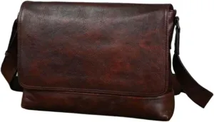 Mens Genuine Leather Shoulder Bags Messenger Bags Briefcases Laptop Bag Crossbody Bags Casual Daypacks(Brown)