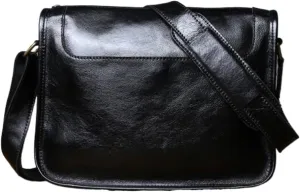 Mens Genuine Leather Shoulder Bags Messenger Bags Casual Daypacks Briefcases Laptop Bag Crossbody Bags(Black)