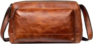 Mens Messenger Bags Shoulder Bags Genuine Leather Casual Daypacks Briefcases Crossbody Bags Travel Bags(Brown)