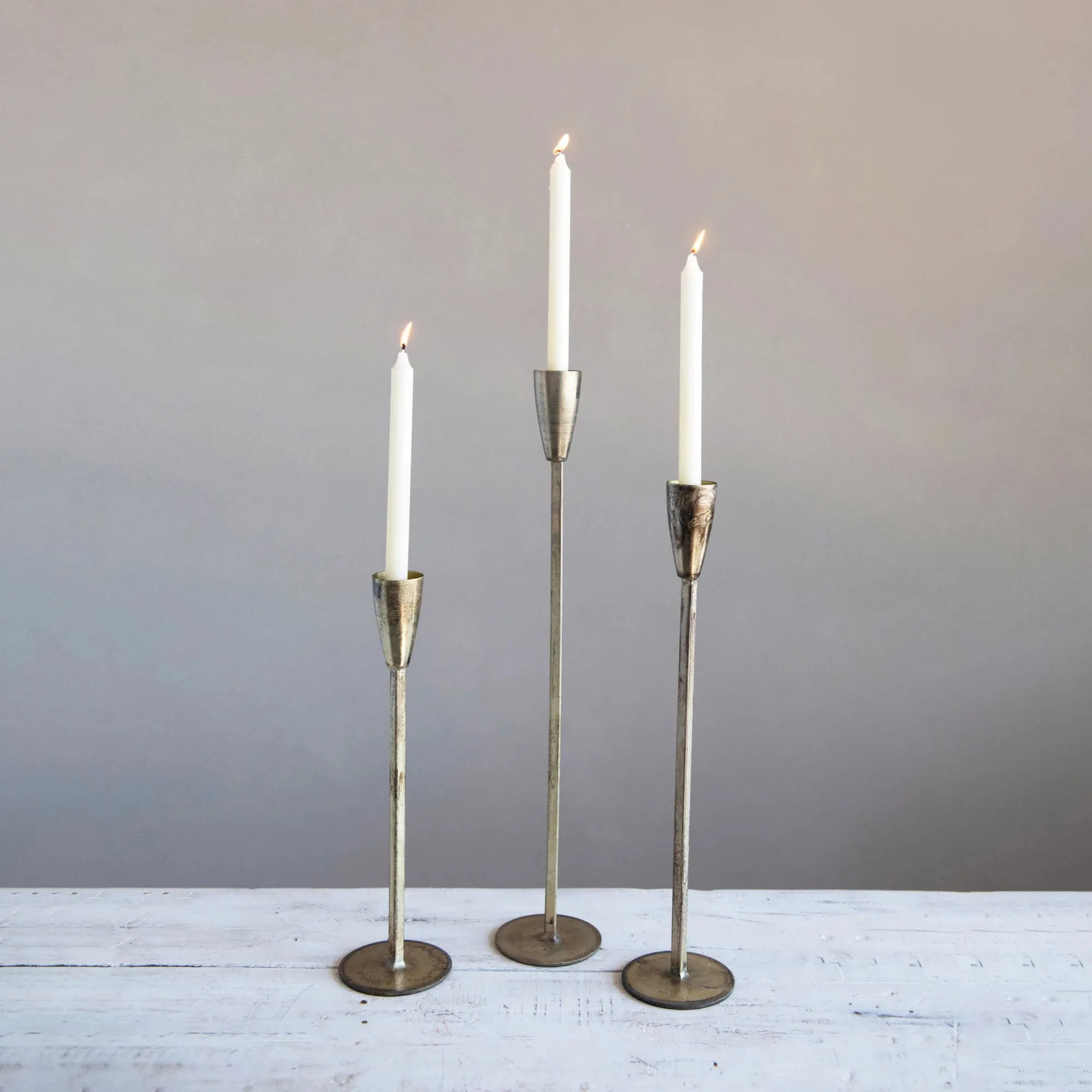 Metal Taper Holders with Antique Finish, 3 sizes
