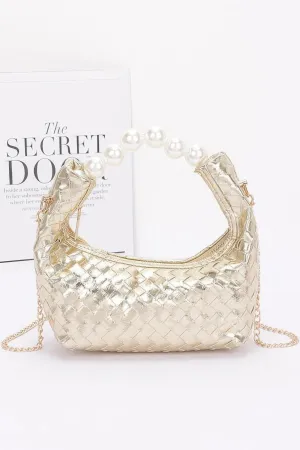 Metallic Braided Pearl Handle Bag