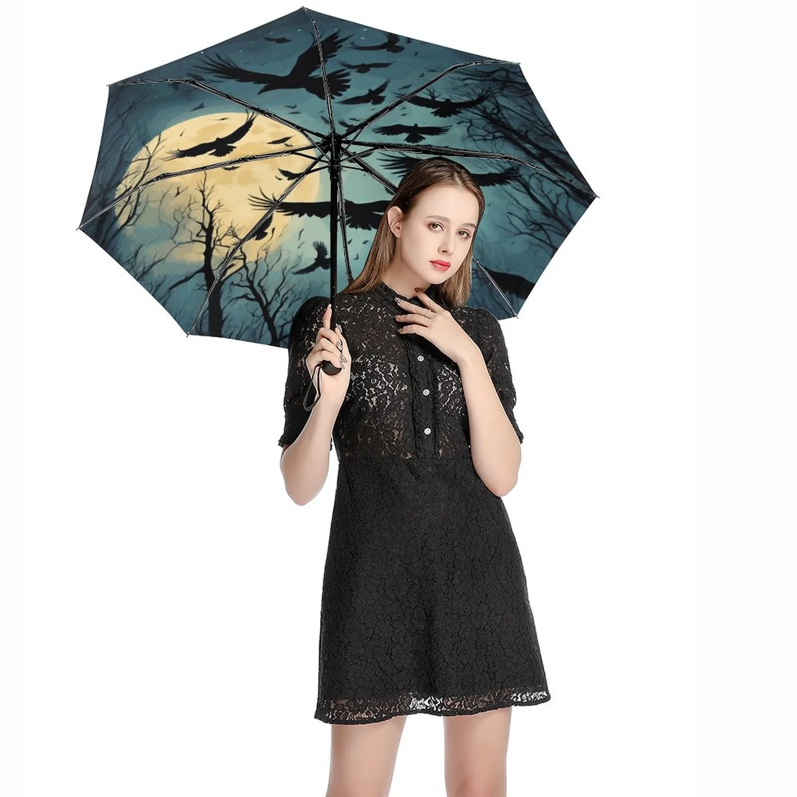 Midnight Crows Automatic Umbrella Inside Pattern ZYS06-8K