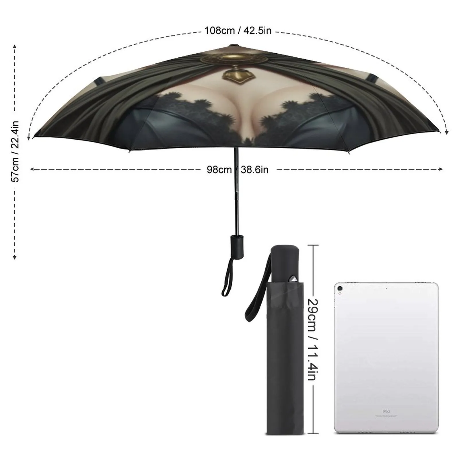 Mighty Hectate Auto Umbrella with Printed Pattern Outside ZYS03-8K