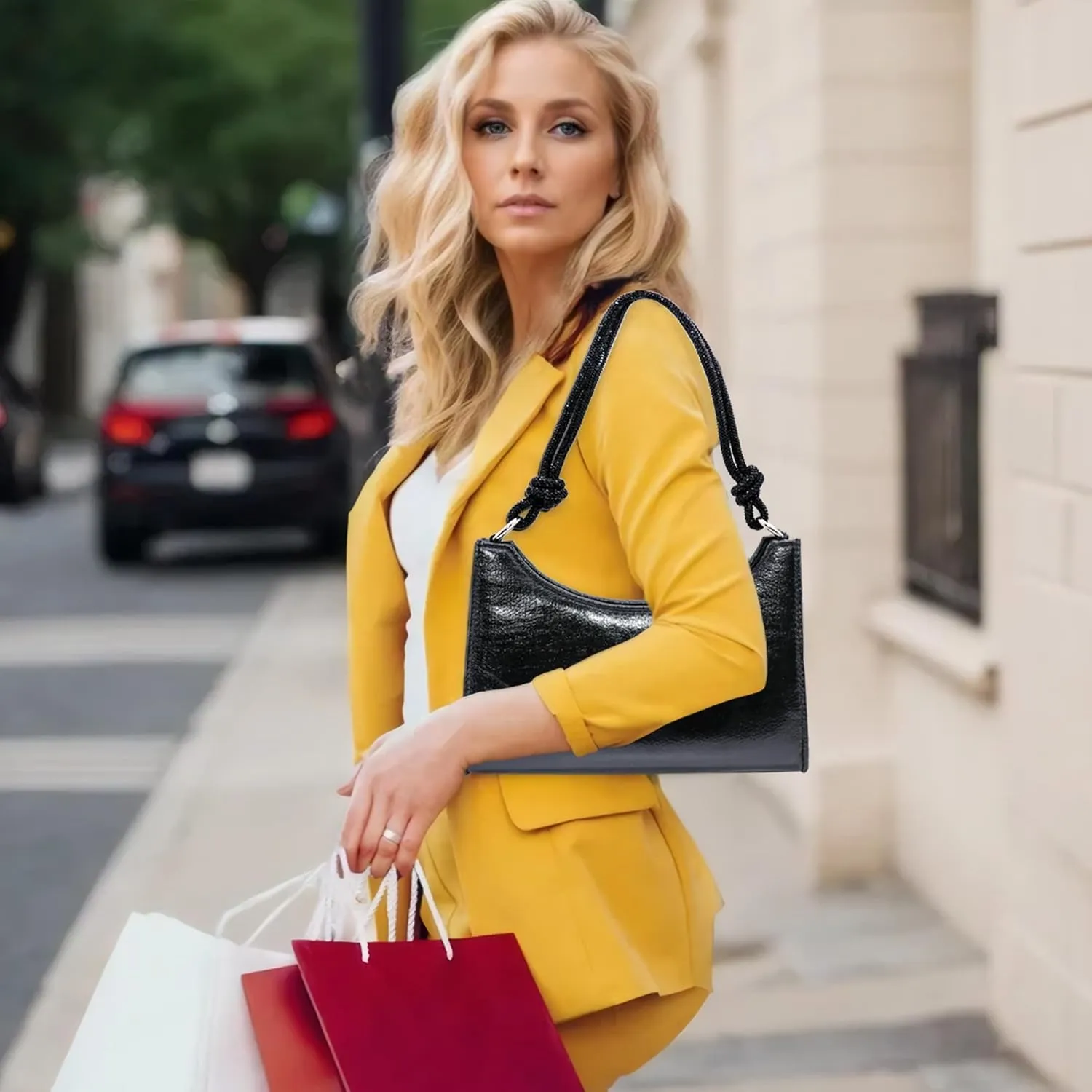 Milisente Clutch Purses For Women Vintage Evening Clutch Bags Formal Shoulder Bag With Rhinestone Handle