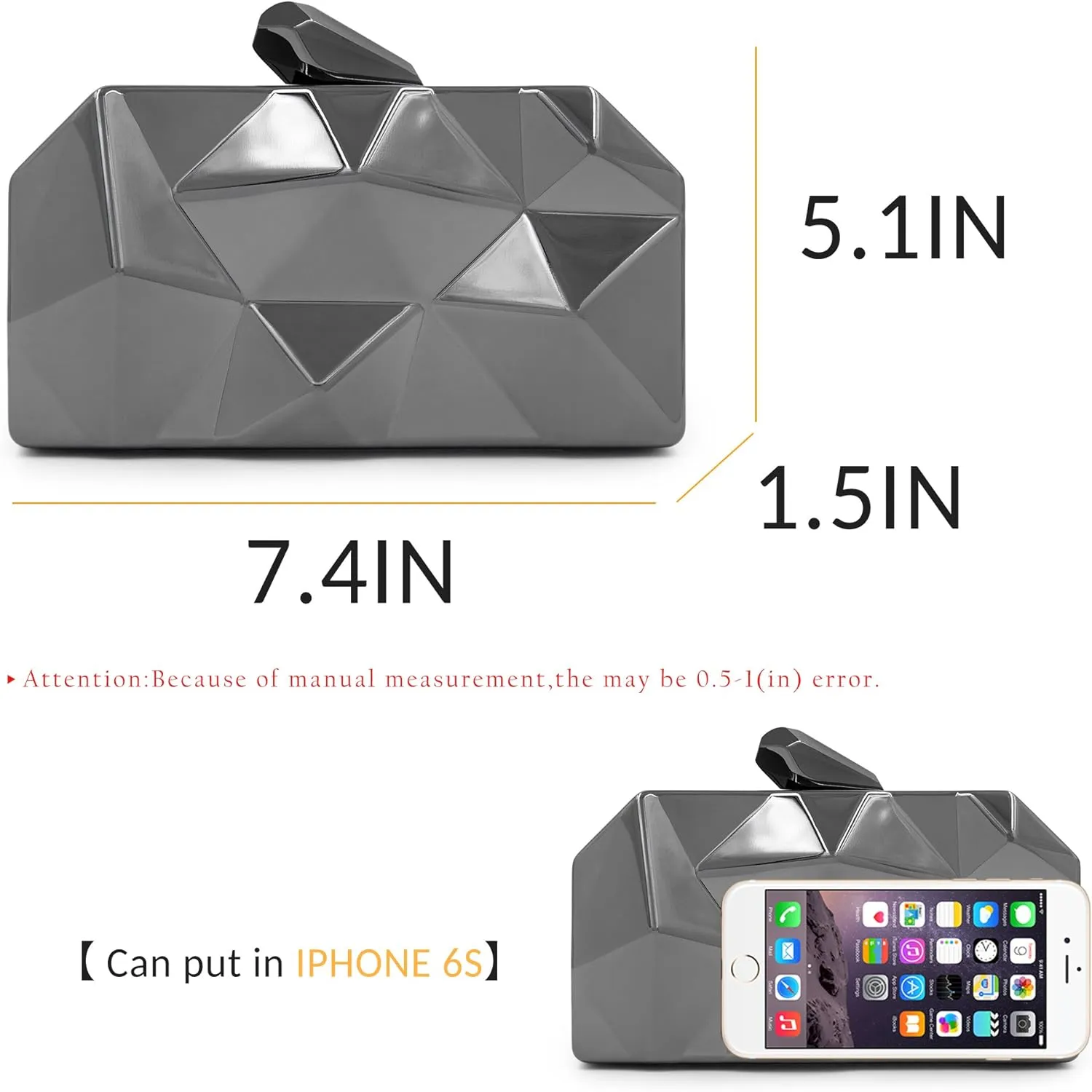 Milisente Women's Clutch Purses Metallic Bridal Party Geometric Evening Clutches Bags Cocktail Formal Handbags