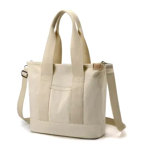 MINGRI Small Tote Bag for WomenMini Canvas Tote Bags with PocketsSmall Canvas Crossbody Bag Shoulder Bag with ZipperJapanese Hobo Tote Bag Small Satchel Bag with Shoulder Strap