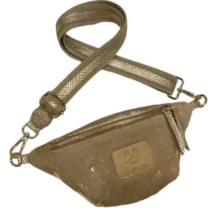 Mini beige and gold vintage calf-hair leather belt bag