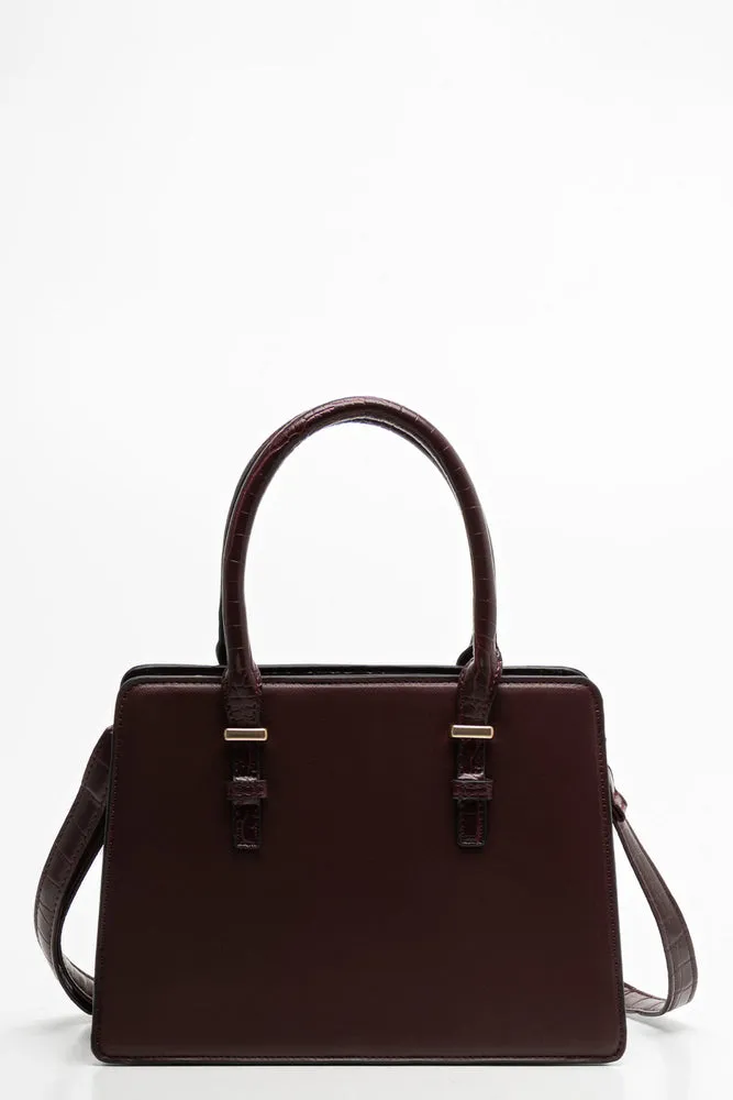Mini Handbag With  Handles And Strap Burgundy