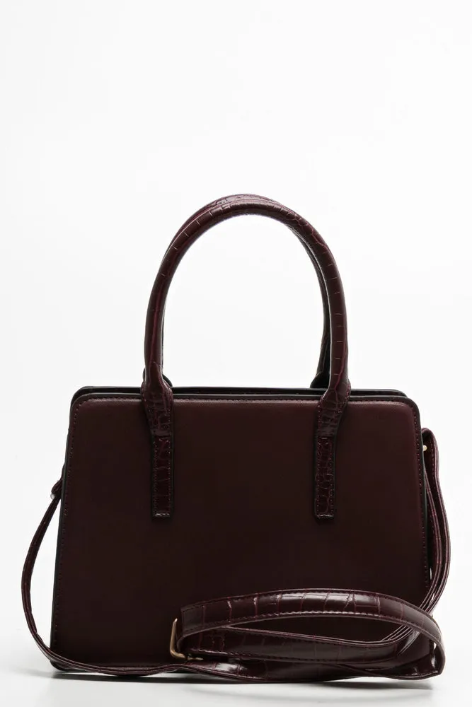 Mini Handbag With  Handles And Strap Burgundy
