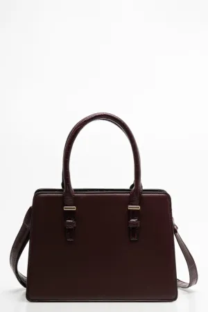 Mini Handbag With  Handles And Strap Burgundy