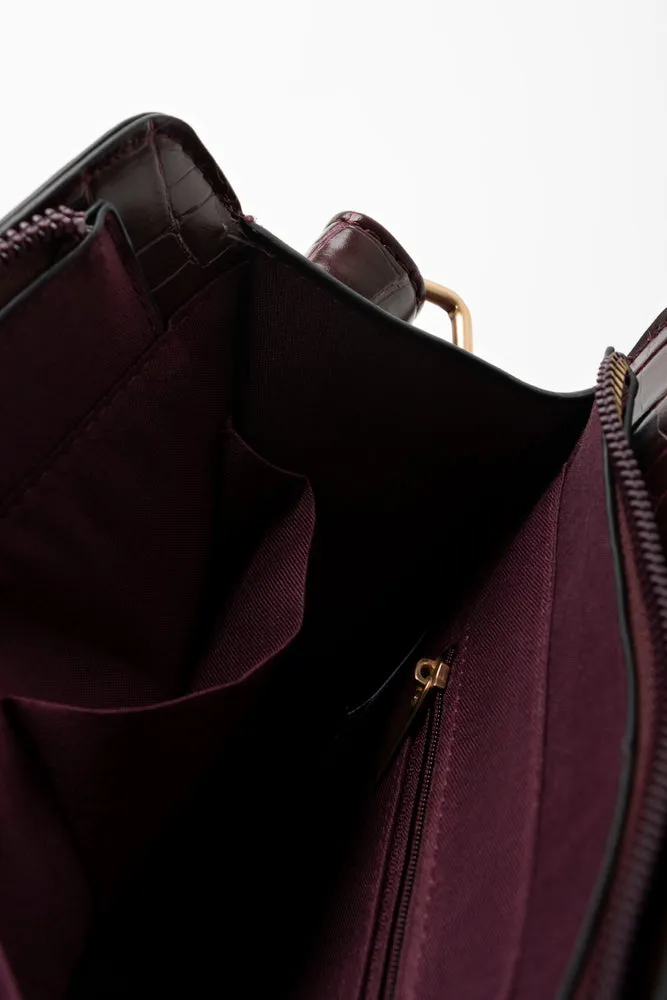 Mini Handbag With  Handles And Strap Burgundy
