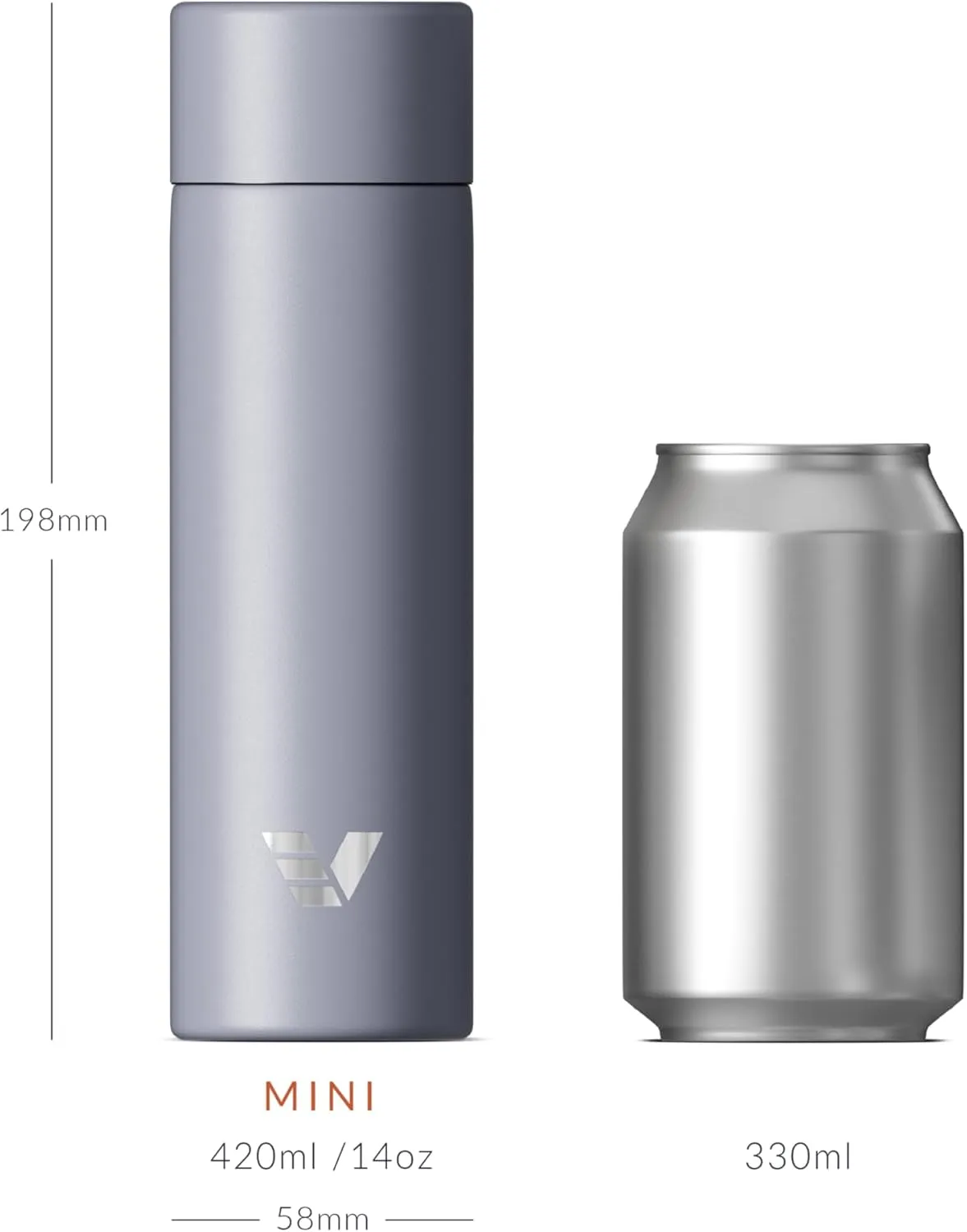 Mini Stainless Steel Water Bottle 14oz - Non-insulated | Designed for Bags | Slim, Ultra Lightweight & Stylish – Lilac
