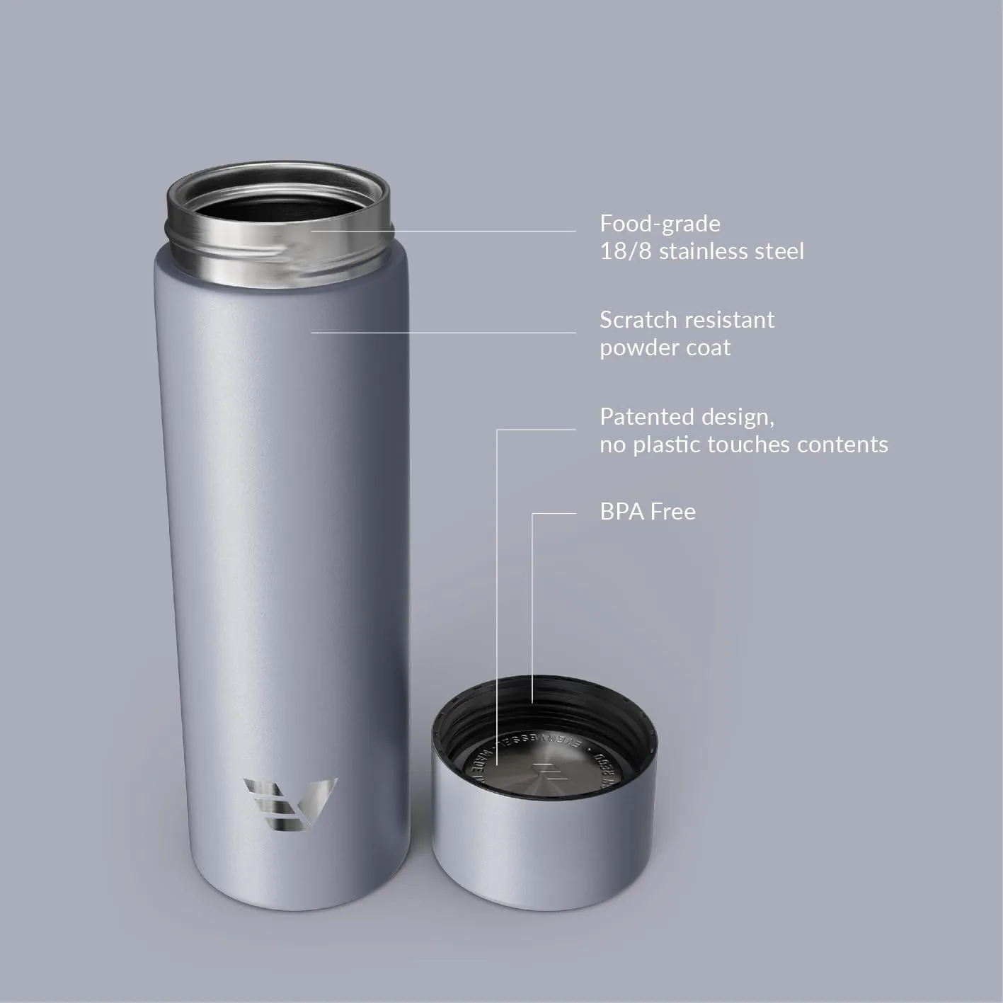 Mini Stainless Steel Water Bottle 14oz - Non-insulated | Designed for Bags | Slim, Ultra Lightweight & Stylish – Lilac