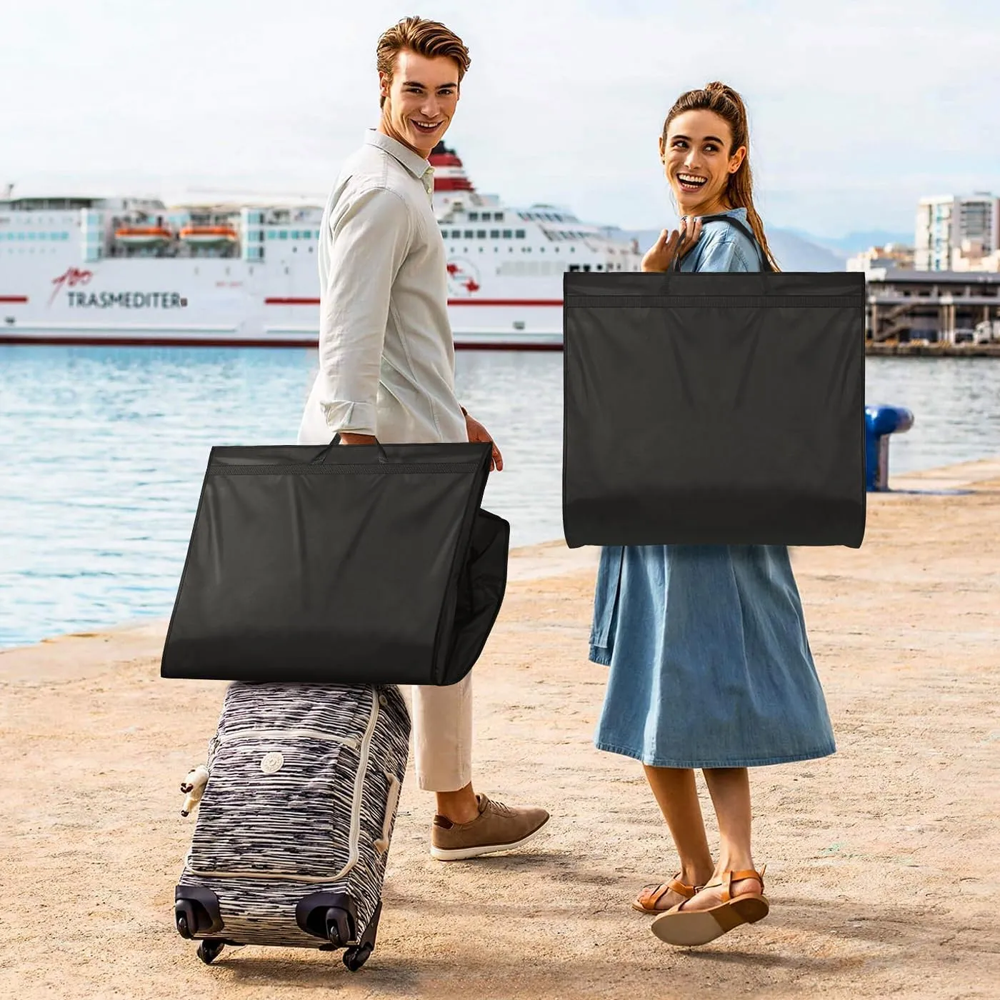 MISSLO 65" Long Garment Bags for Travel Dress Bags Wedding Dress Cover Waterproof Clothing Bags Storage Traveling Clothes Protector for Closet Wardrobe Bags 2 Packs for Gowns, Tuxedos, Coats, Black