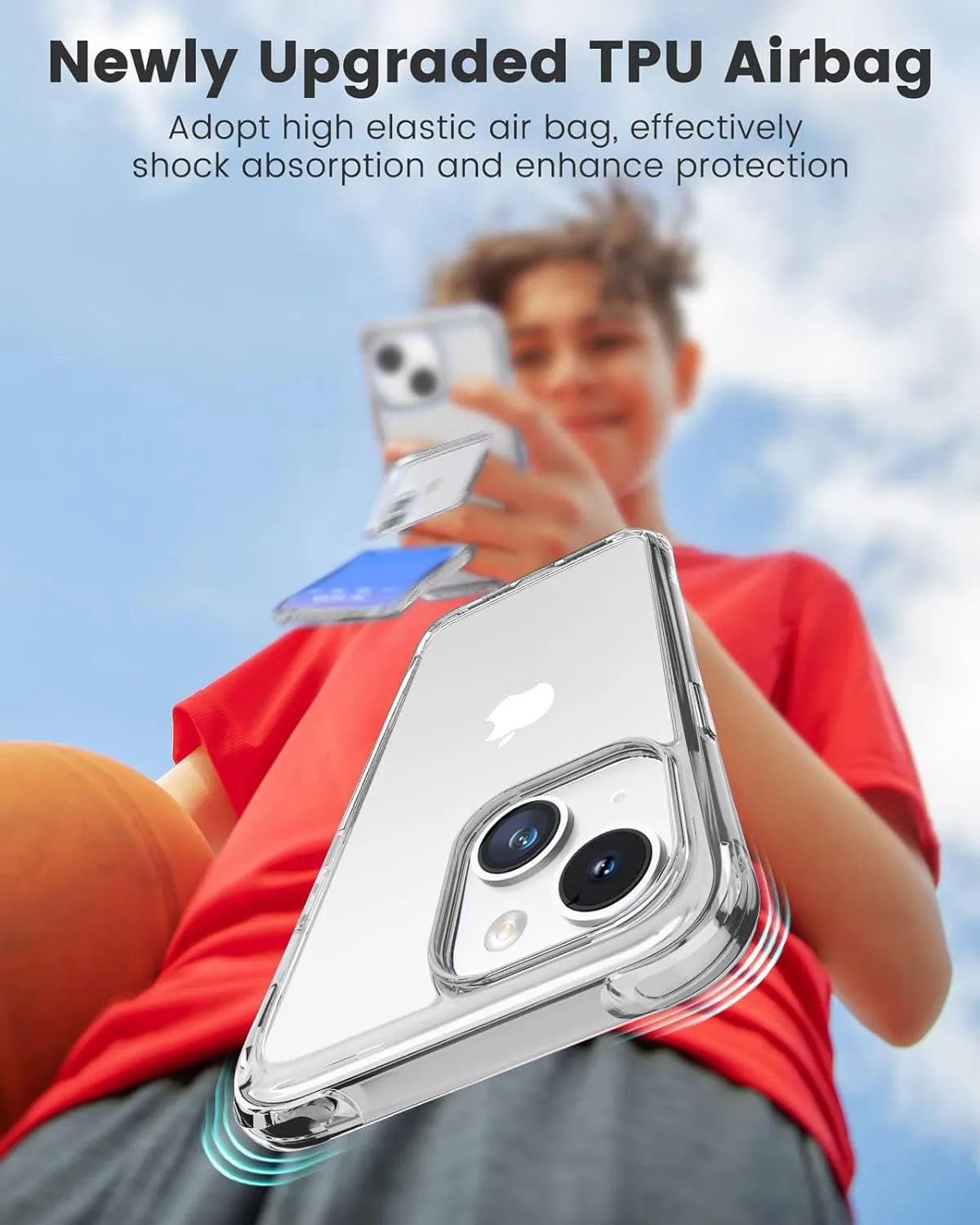 Mkeke for iPhone 15 Case Clear, [Not Yellowing] [Military Grade Protection] Slim Shockproof Phone Cases for iPhone 15 2023