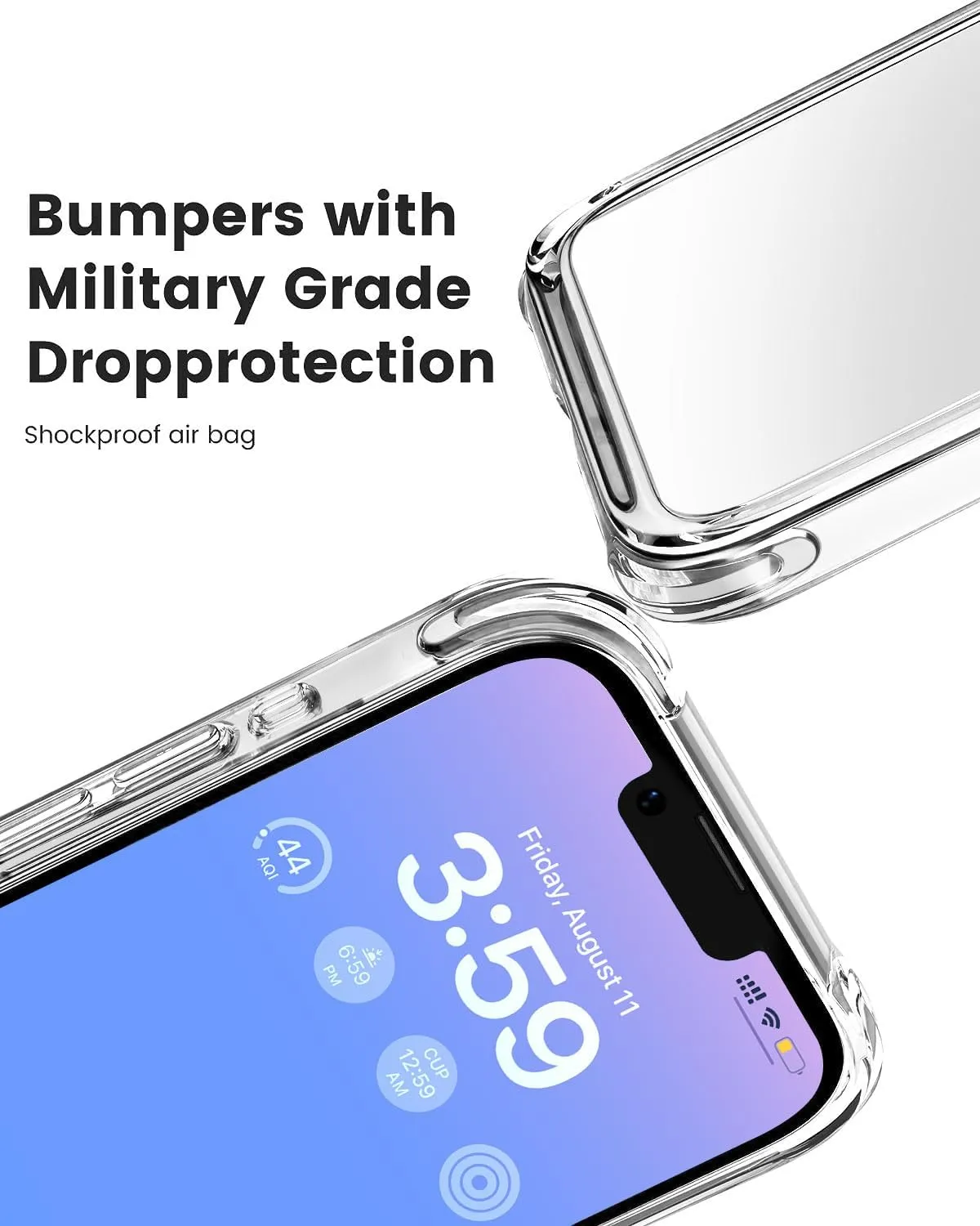 Mkeke for iPhone 15 Case Clear, [Not Yellowing] [Military Grade Protection] Slim Shockproof Phone Cases for iPhone 15 2023