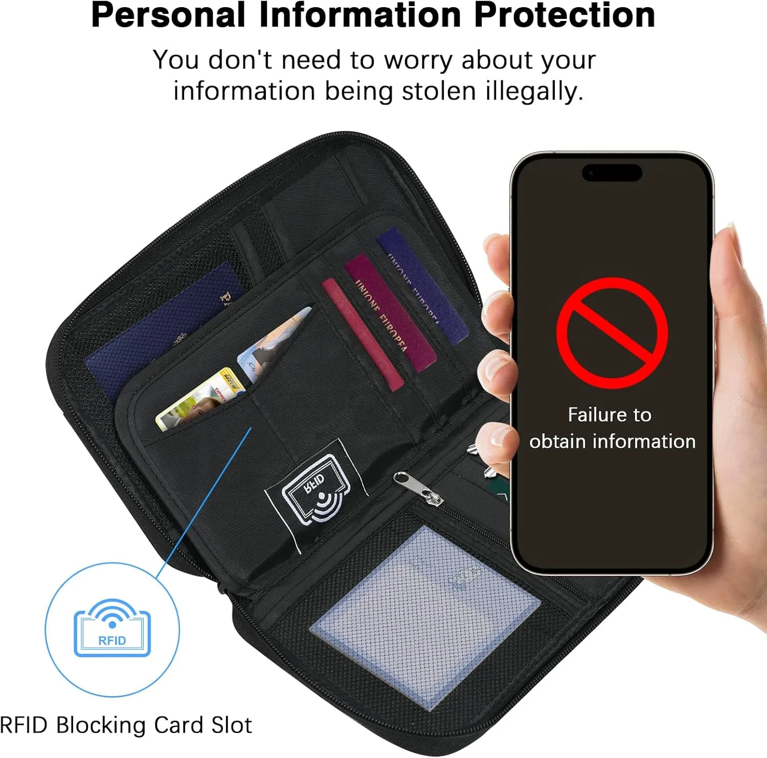 MoKo Passport Holder Family, RFID Passport Wallet for Men and Women, Travel Passport Holder with Multiple Compartments