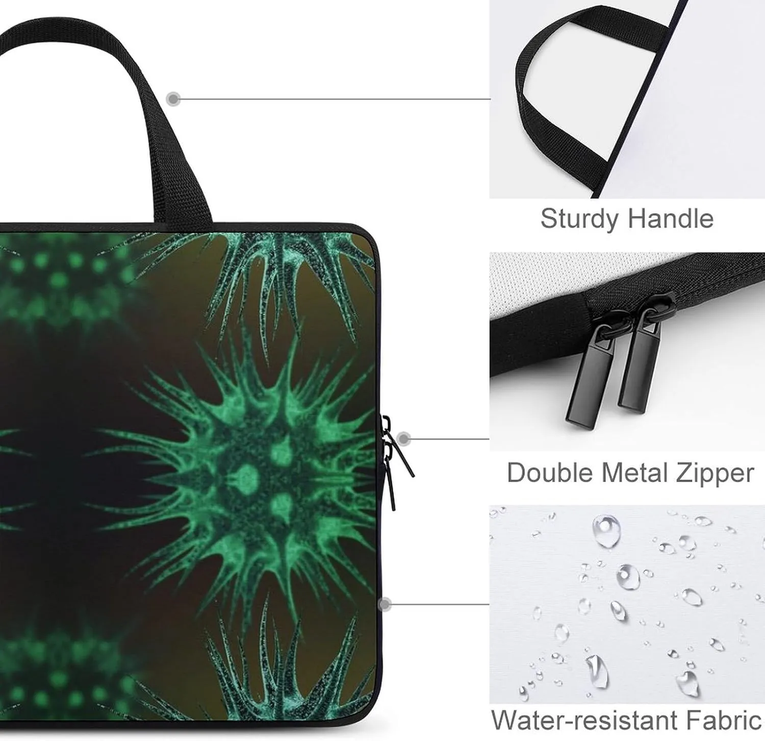 Molecules of The Virus Laptop Sleeve Bag Computer Protective Carrying Case Cover with Handle for Travel Work 10inch