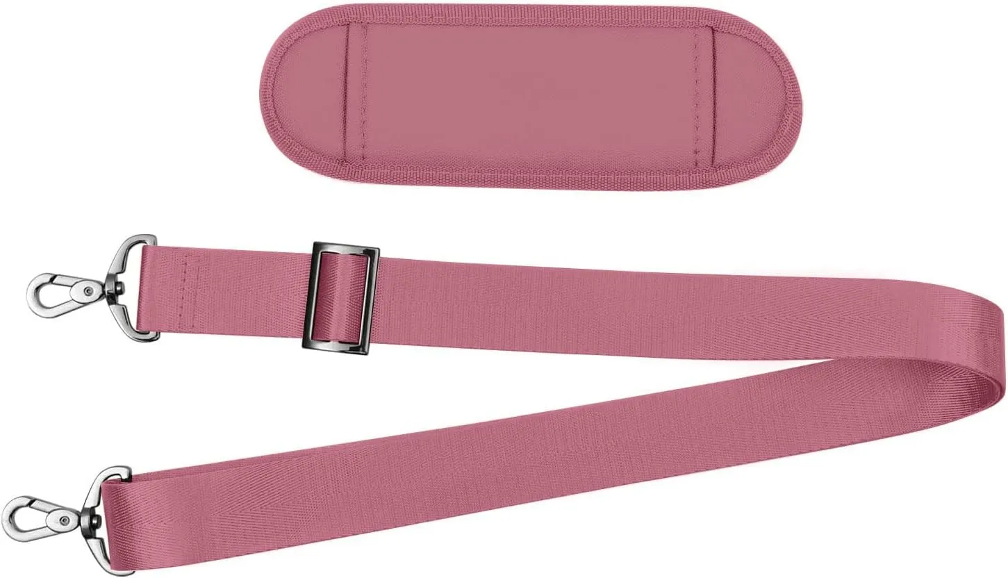 MOSISO 56 inch Shoulder Strap, Adjustable Thick Soft Universal Replacement Non-Slip Fit Padded with Metal Swivel Hooks for Laptop Shoulder Bag/Laptop Messenger Bag/Crossbody Bag, Dusty Rose