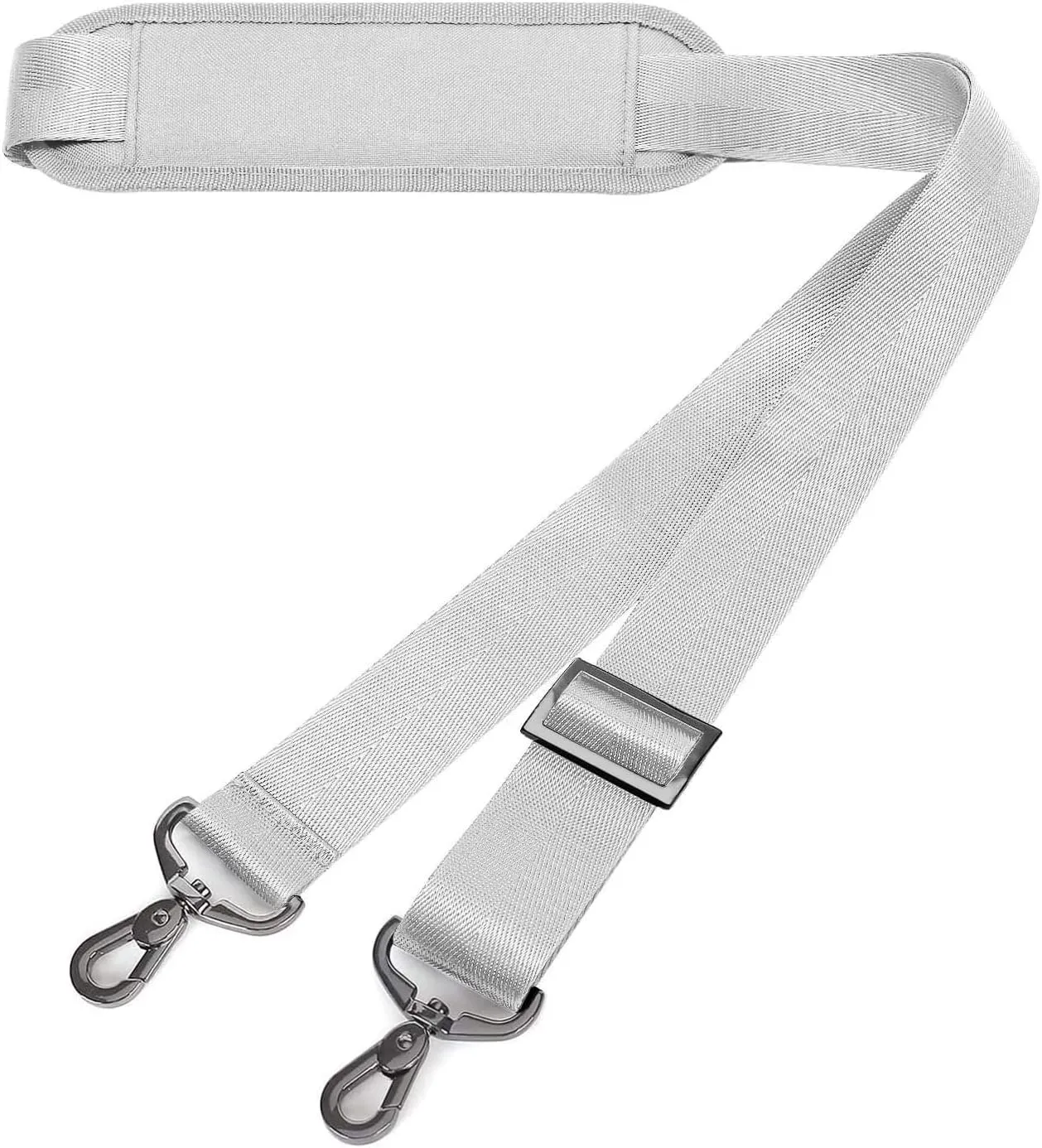 MOSISO 56 inch Shoulder Strap, Adjustable Thick Soft Universal Replacement Non-Slip Fit Padded with Metal Swivel Hooks for Laptop Shoulder Bag/Laptop Messenger Bag/Crossbody Bag, Gray